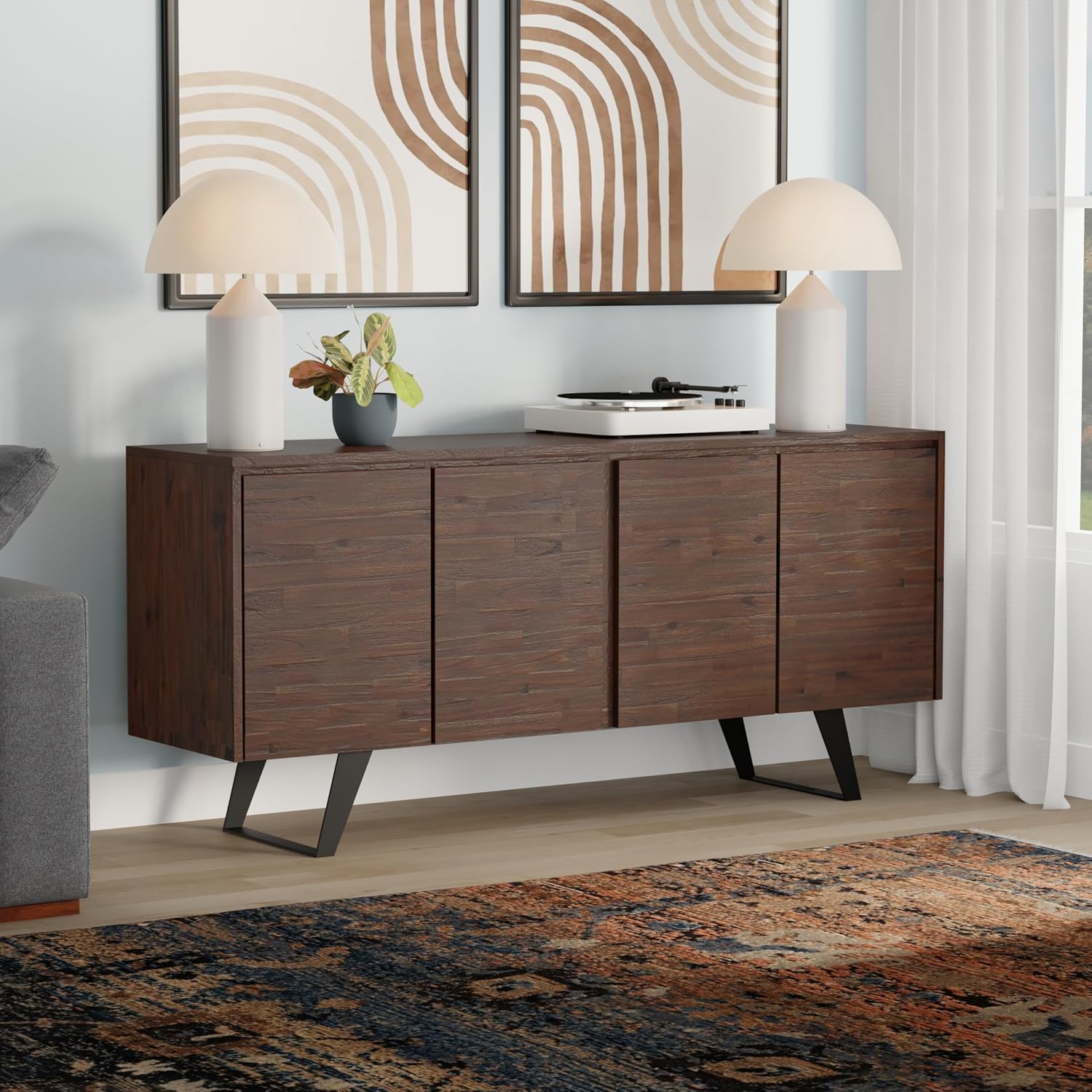 Charcoal Wood Storage Sideboard Cabinet