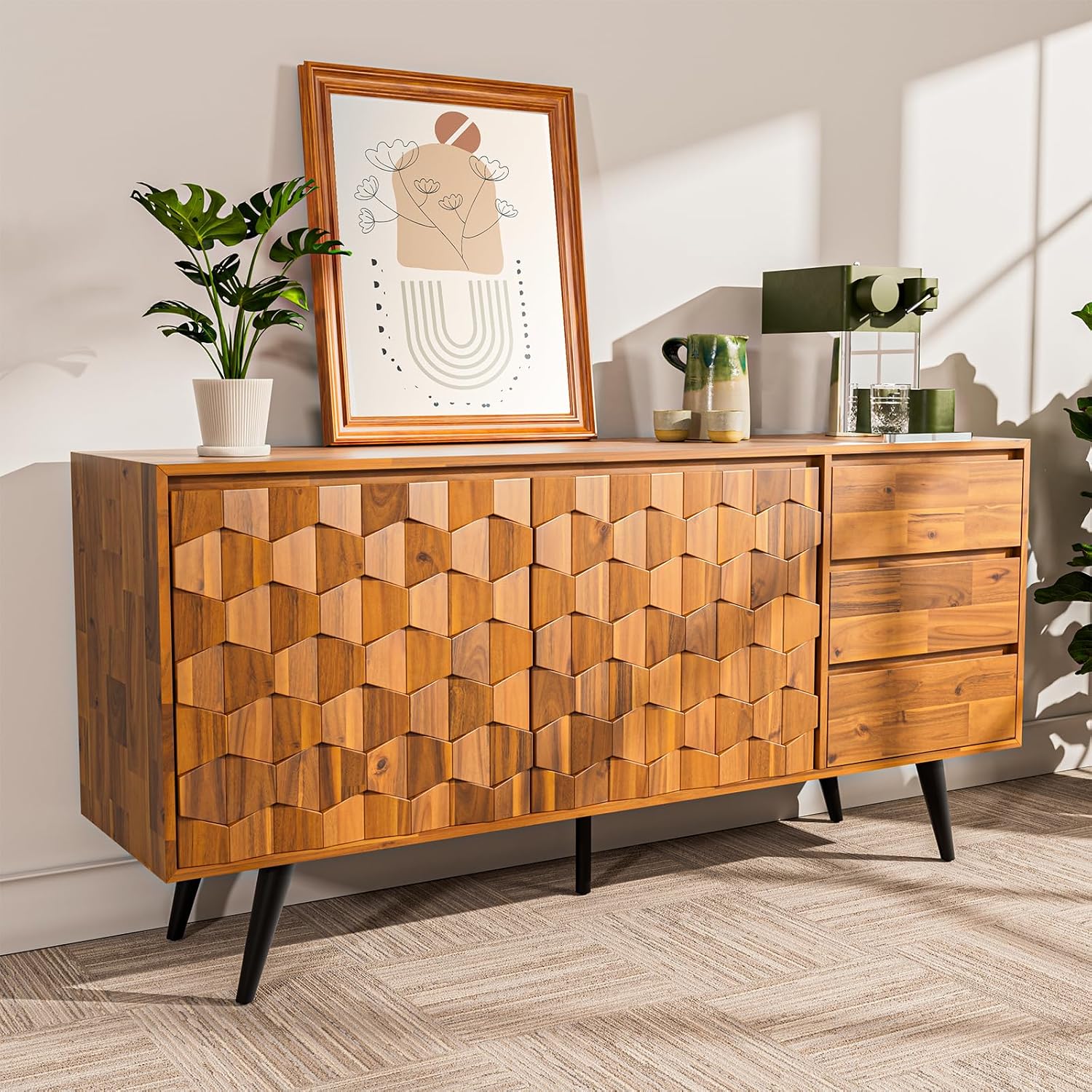 Mid‑Century Teak Wood Sideboard Cabinet