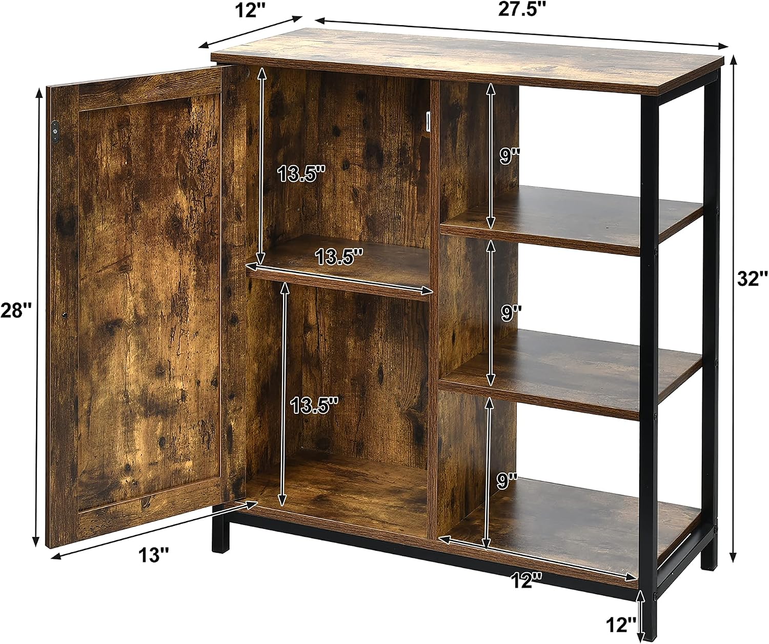 Industrial Sideboard Storage Cabinet With Shelves
