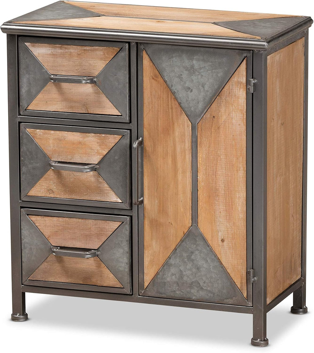 Rustic Wood‑Metal Accent Storage Cabinet