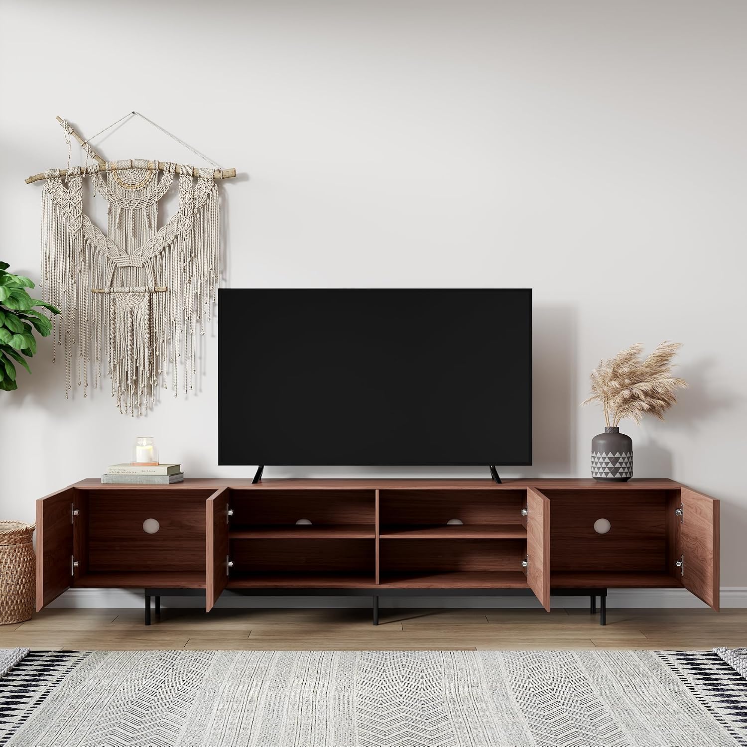 Mid‑Century Walnut Media Storage TV Stand