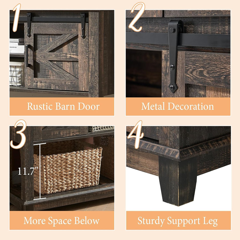 Farmhouse Console Table With Barn Doors Storage