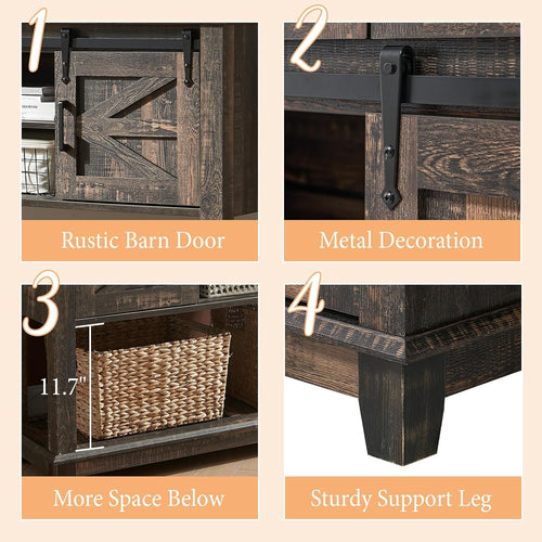 Farmhouse Console Table With Barn Doors Storage