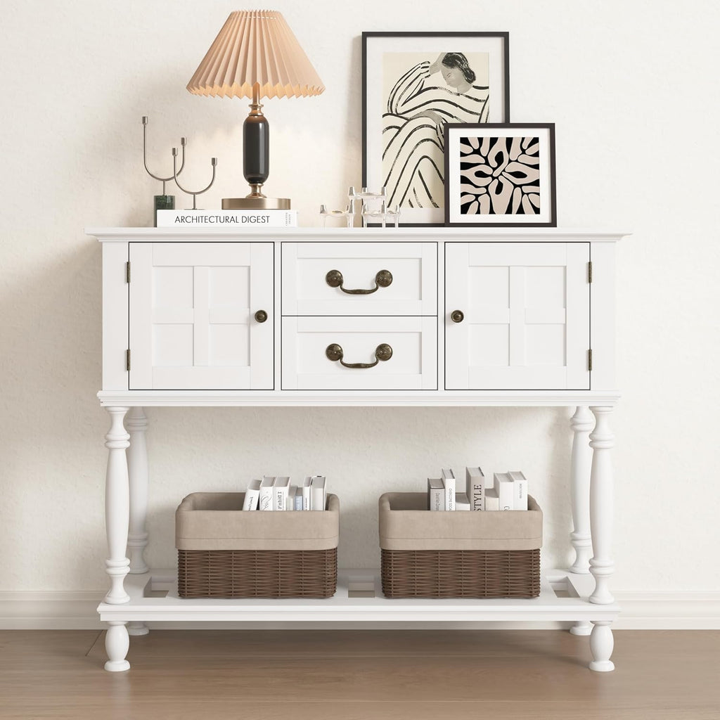 Farmhouse Entryway Console Table With Drawers