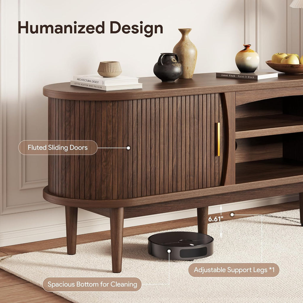 Mid‑Century Walnut TV Stand With Storage
