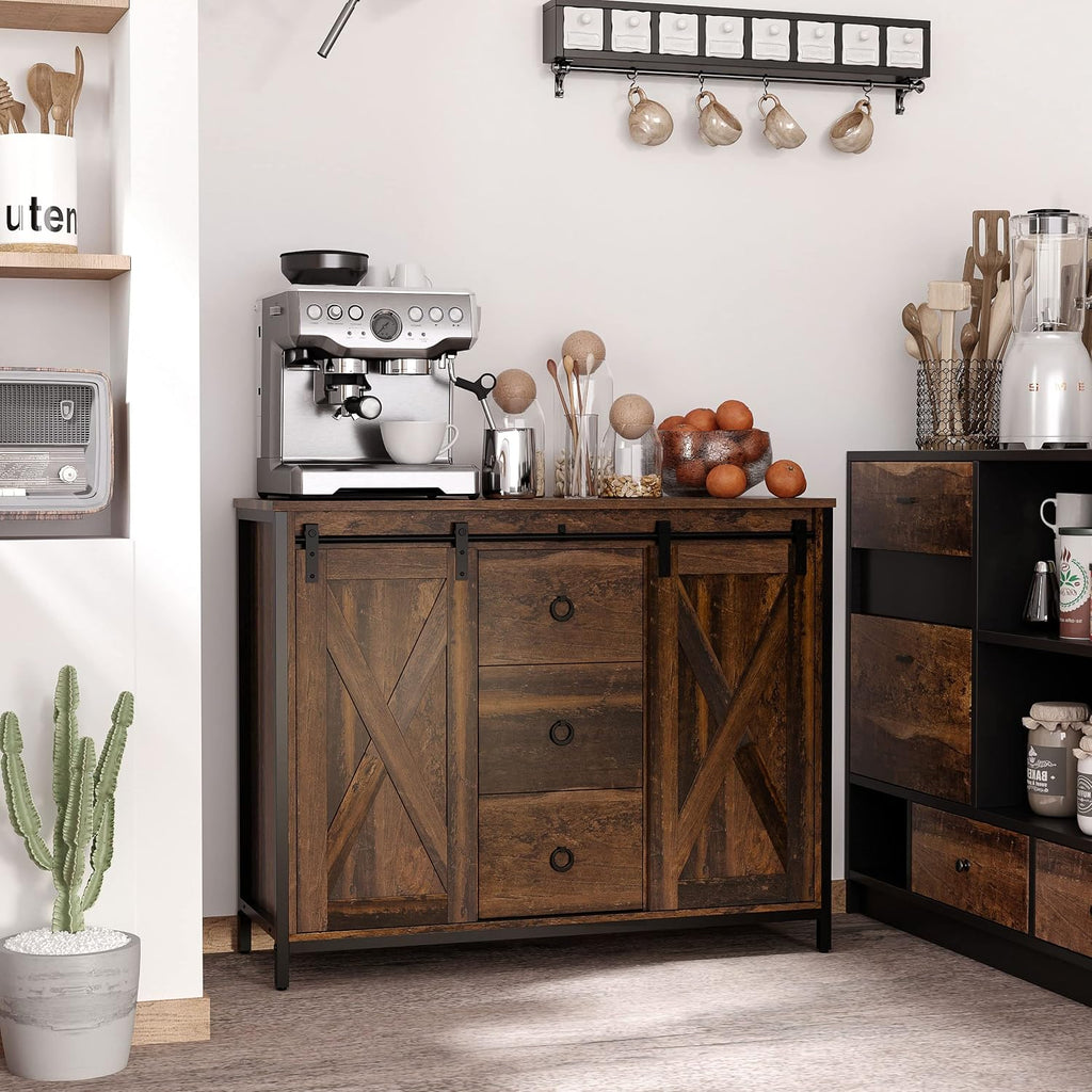 Farmhouse Sideboard Cabinet With Barn‑Door Storage
