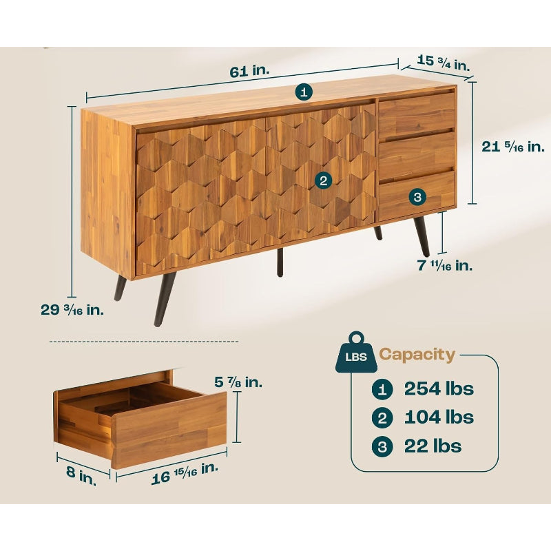 Mid‑Century Teak Wood Sideboard Cabinet